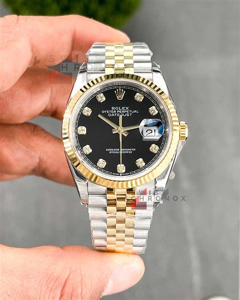 rolex datejust 36 black dial men's watch 126234|rolex 36mm datejust two tone.